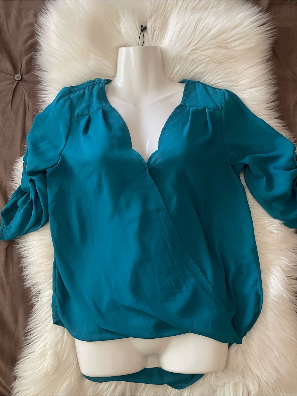 HeartSoul Teal Wrap-Front Blouse